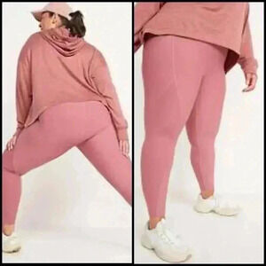 Old Navy High-Waisted PowerSoft Rib-Paneled 7/8-Length Go Dry Legging Size 4X